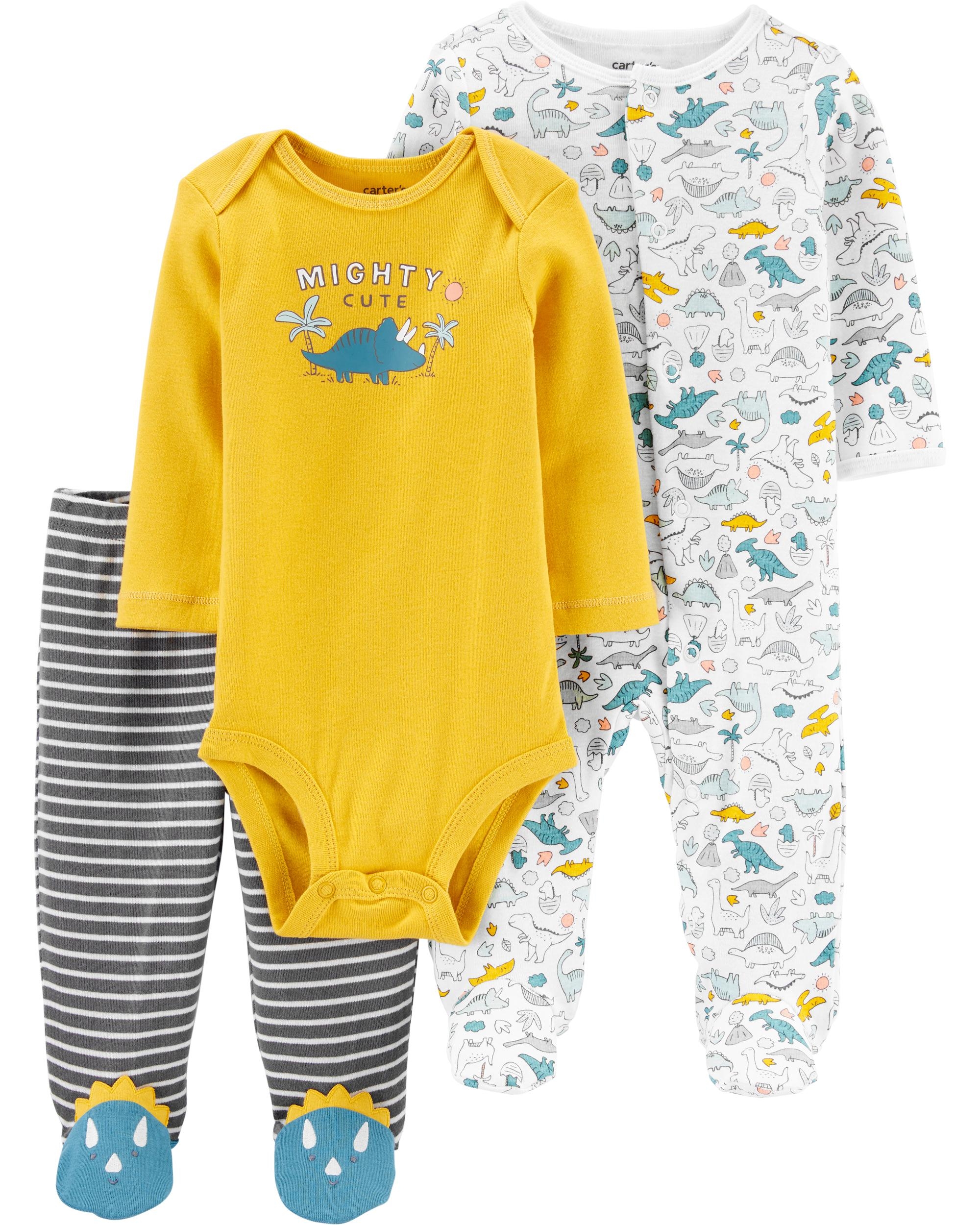 Carter\'s Set 3 Piese bebe pijama body si pantaloni Dinozaur