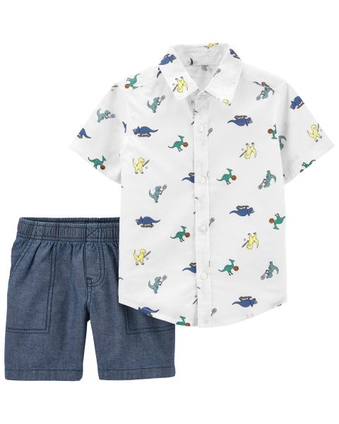 Pantaloni Scurti Cu Camasa Barbati 5 Carter's Set 2 piese camasa si pantaloni scurti Dinozauri