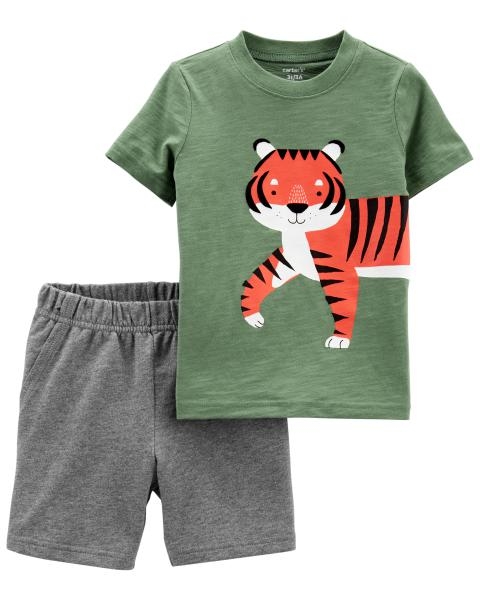 Carter's Set 2 piese tricou si pantaloni scurti Tigru 