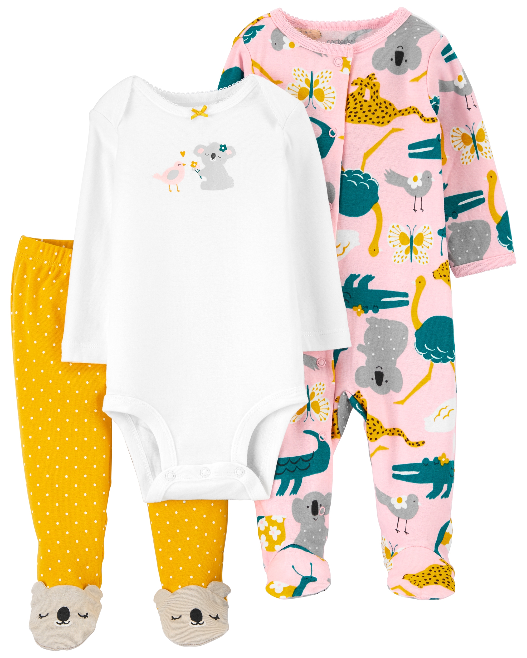 Carter\'s Set 3 piese pantaloni body si salopeta Koala