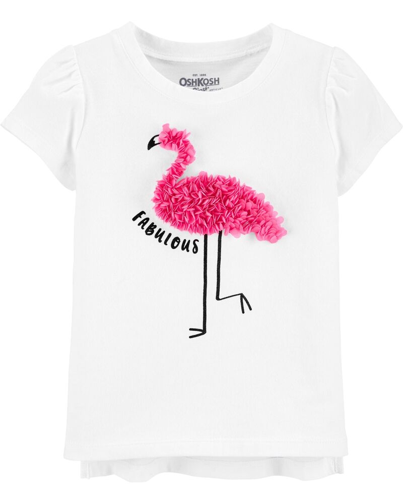 Oshkosh Tricou alb cu flamingo si aplicatii imagine