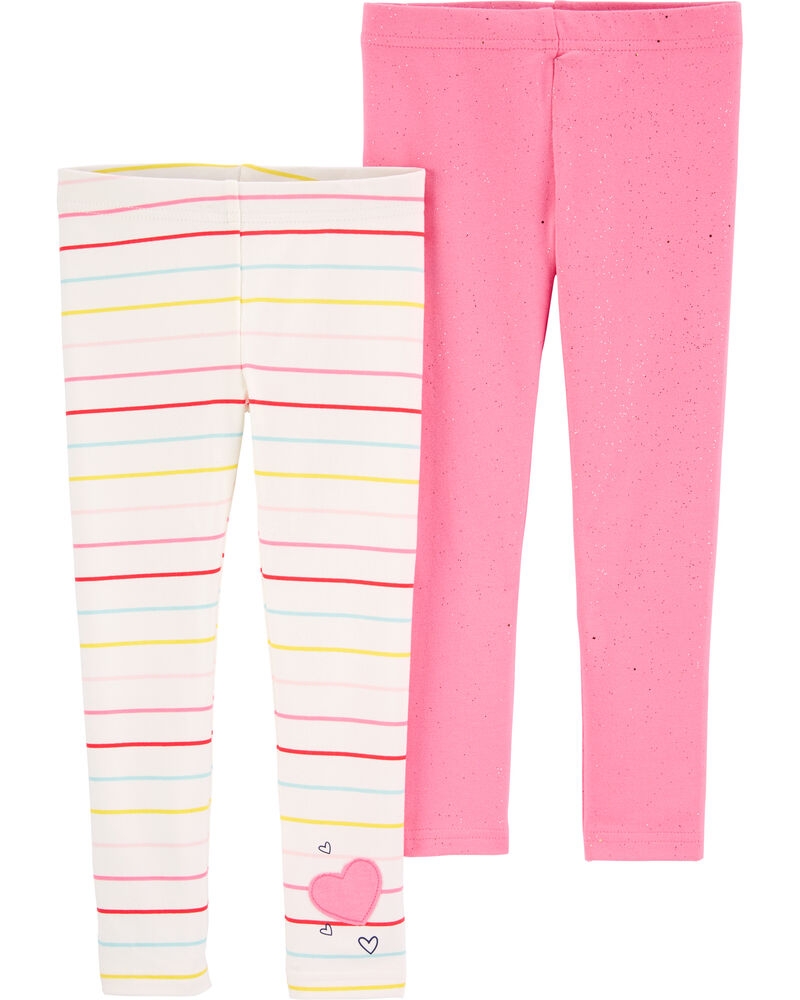 Carter’s Set 2 pantaloni cu dungi colorate si roz cu sclipici Carter's