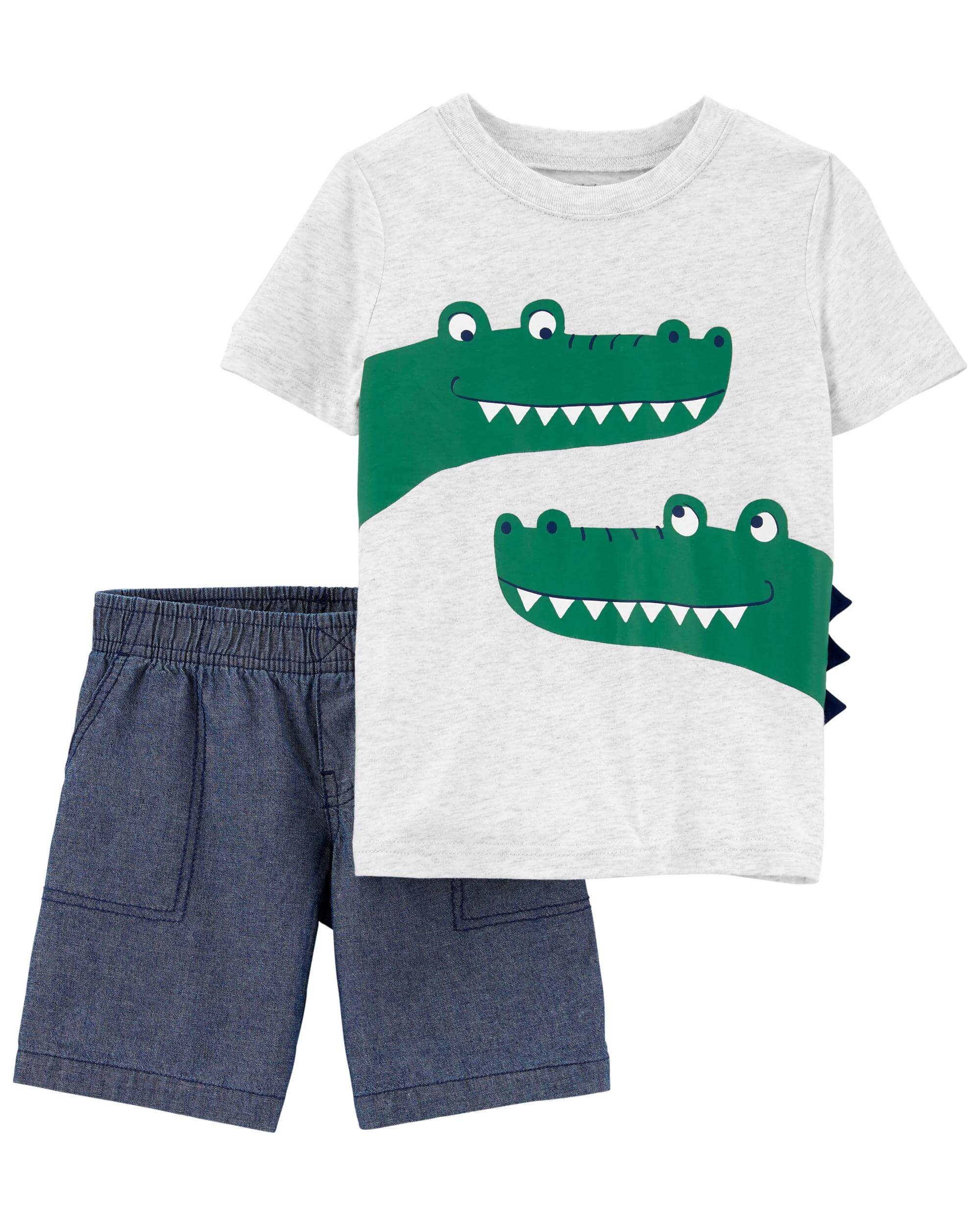 Carter’s Set 2 piese tricou si pantaloni scurti Aligator imagine