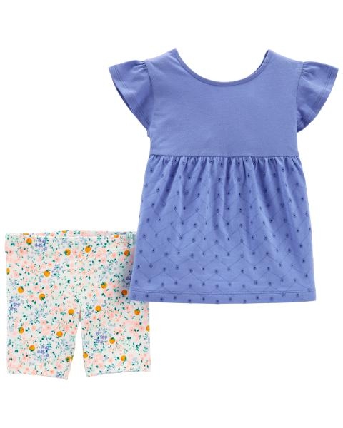 Carter\'s Set 2 piese tricou si pantaloni scurti Flori