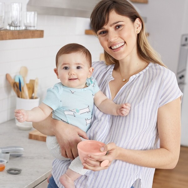 Skip Hop - Set 2 boluri ergonomice - Soft gri + coral