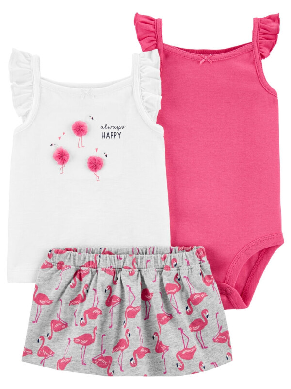 Carter’s Set 3 Piese top, body & Fustita Flamingo