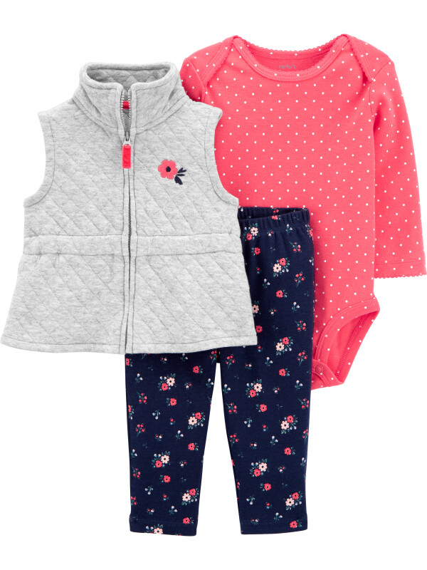 Carter's Set 3 piese bebelus vesta pantaloni si body Flori