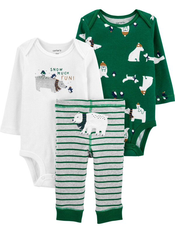 Carter's Set 3 Piese bebelus 2 body si pantaloni Urs polar