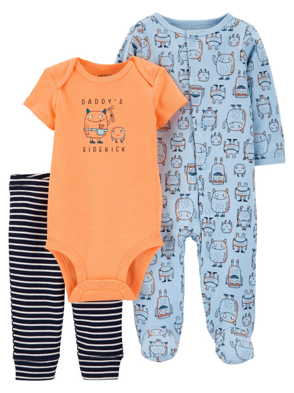 Carter's Set 3 Piese bebelus pijama body si pantaloni Monstrulet