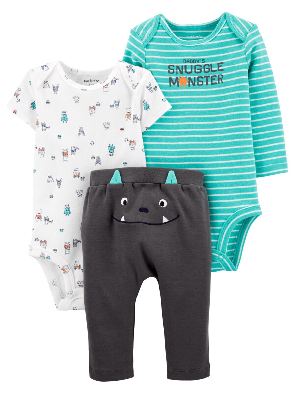 Carter's Set 3 Piese bebe 2 body si pantaloni Monstrulet 