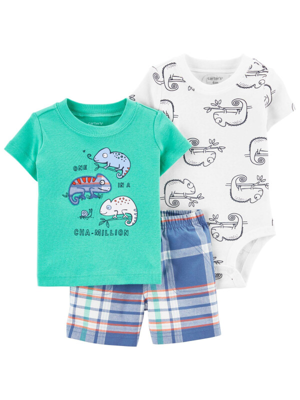 Carter's Set 3 piese body tricou si pantaloni scurti Cameleon