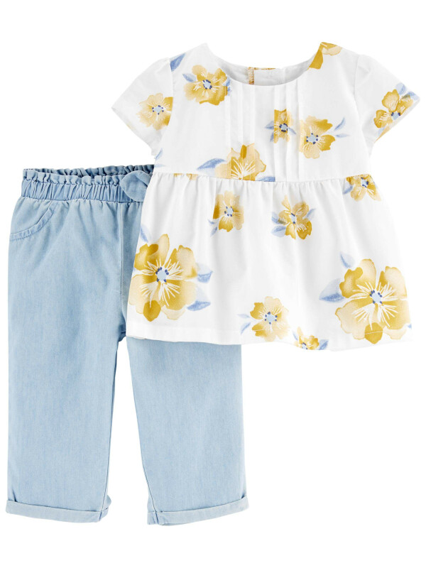 Carter's Set 2 piese top cu flori si pantaloni 