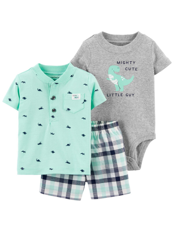 Carter's Set 3 piese body tricou si pantaloni scurti Dinozaur 