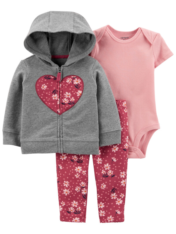 Carter's Set 3 piese hanorac body si pantaloni Inimioara 