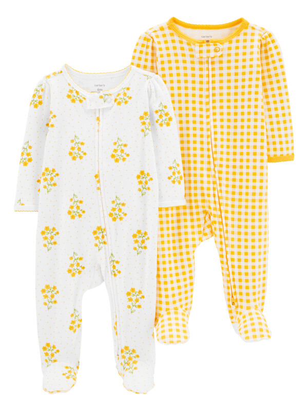 Set 2 piese pijama floricele galben