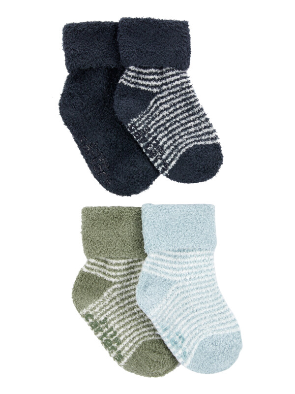 Set 4 perechi sosete flausate albastru verde