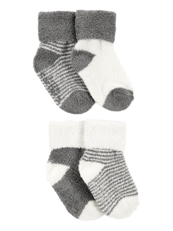 Set 4 perechi sosete flausate alb gri