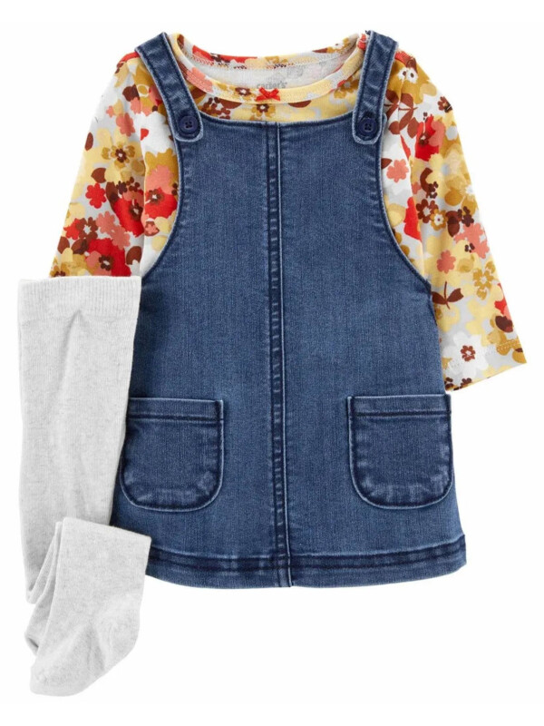 Carter's Set 3 piese rochita, bluza si ciorapei denim