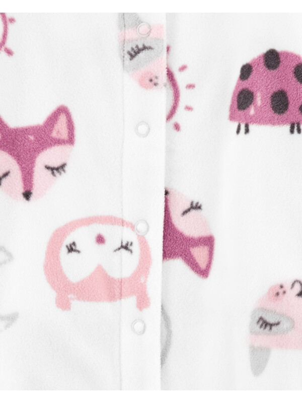 Pijama alb cu roz animalute
