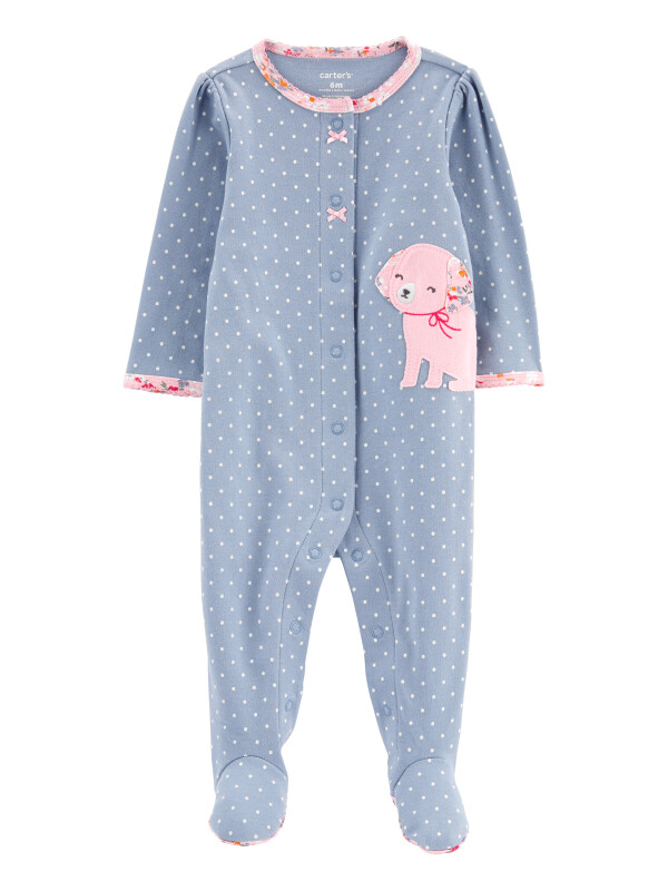 Pijama bleu cu catel roz