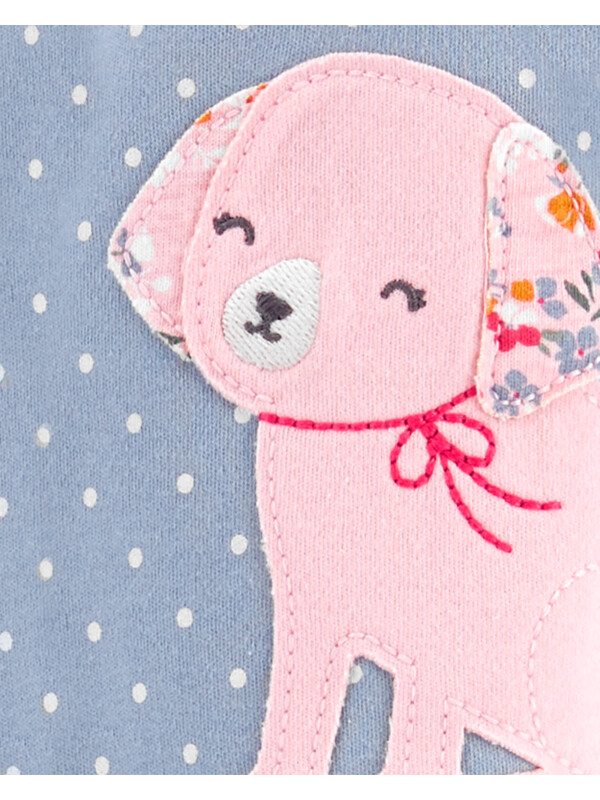Pijama bleu cu catel roz
