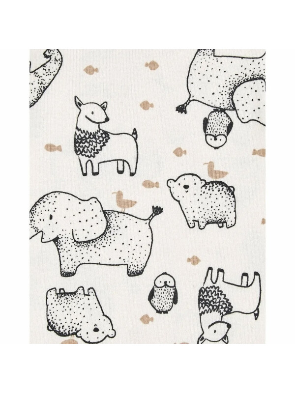 Set 5 piese body alb cu negru animalute