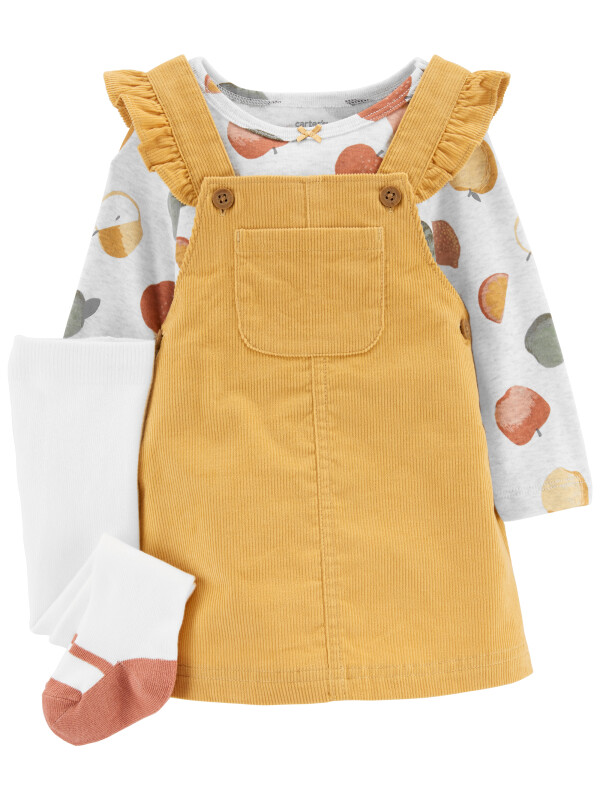 Carter's Set 3 piese rochita, bluza si ciorapei galben