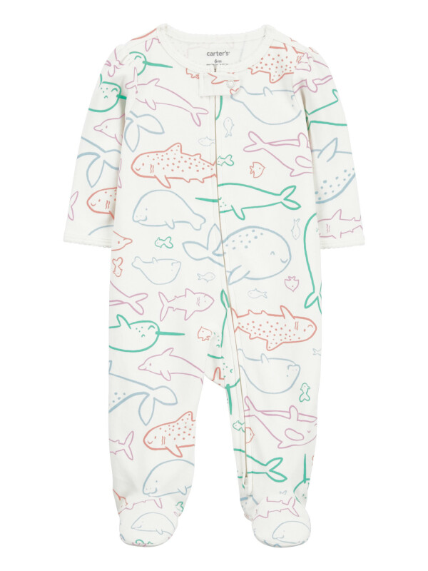 Pijama alb cu pesti