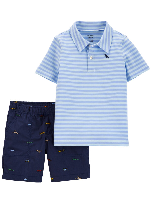 Set 2 piese tricou si pantaloni scurti albastru