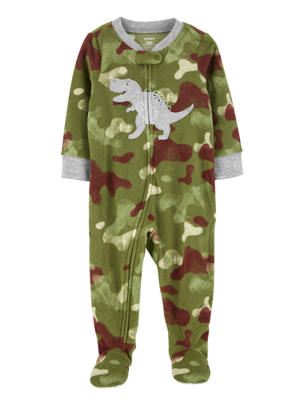 Pijama verde camuflaj dinozauri cu picioruse