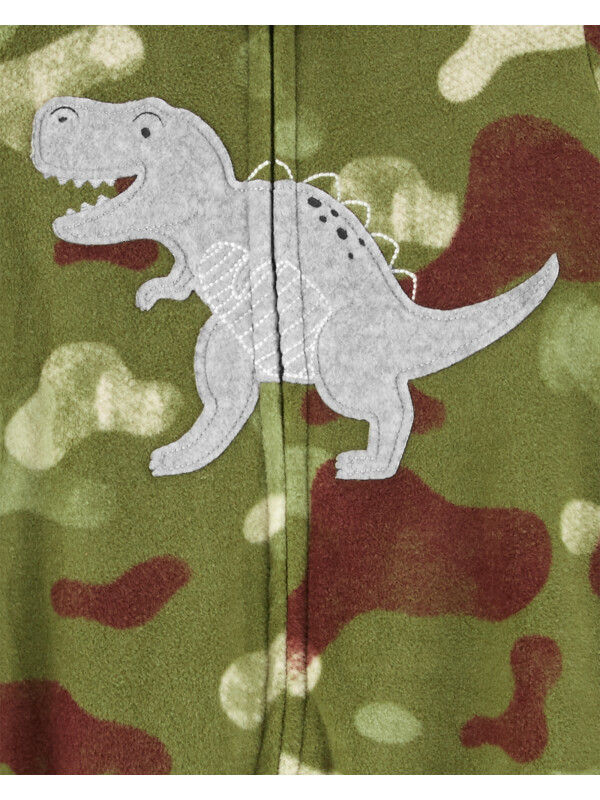 Pijama verde camuflaj dinozauri cu picioruse