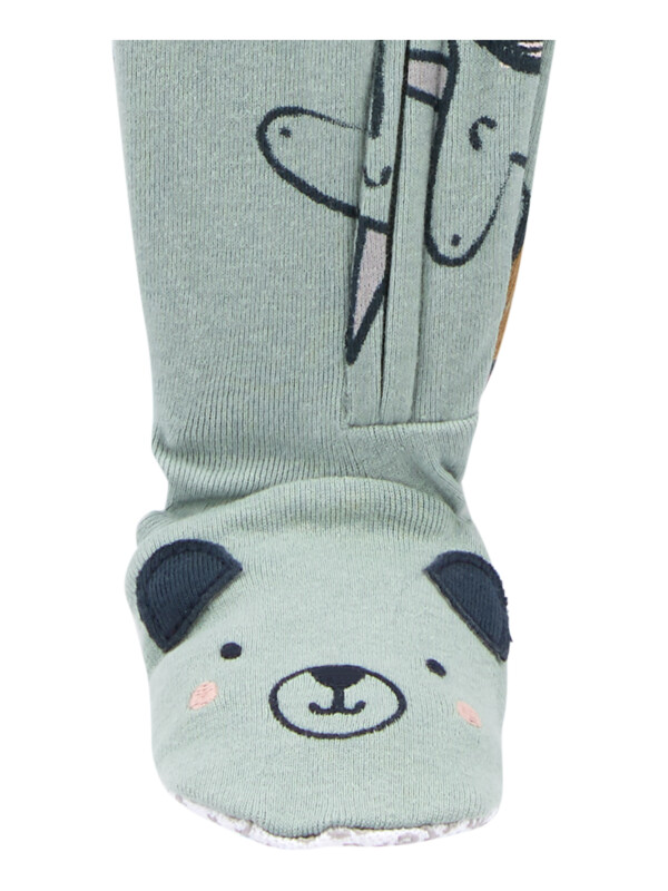 Pijama verde unicorni cu picioruse