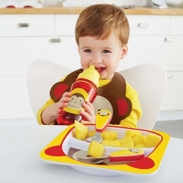 Skip Hop Bavetica de silicon Fold & Go Zoo - Maimutica