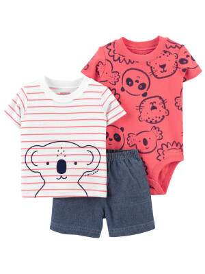 Carter's Set 3 piese body tricou si pantaloni scurti Koala 