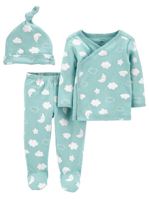 Carter's Set 3 piese bebe pantaloni top si caciulita Norisori 