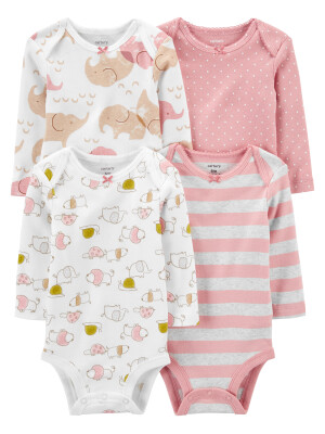 Set 4 piese body elefanti roz