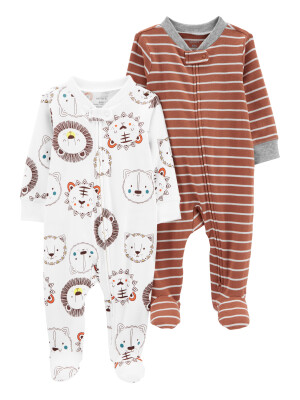 Set 2 piese pijama leu maro