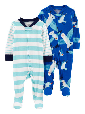 Set 2 piese pijama pescarusi albastru