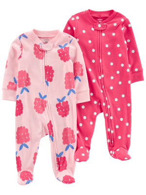 Set 2 piese pijama zmeura roz