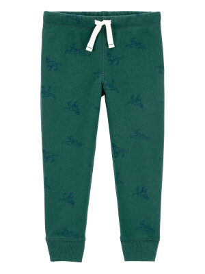 Pantaloni cu siret verzi cu dinozauri
