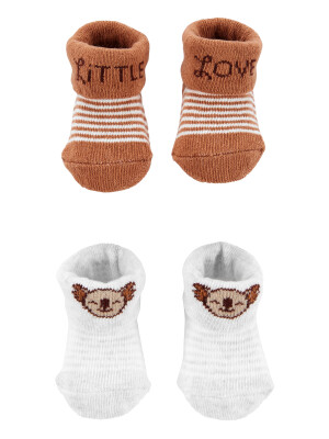 Set 2 perechi sosete alb maro little love