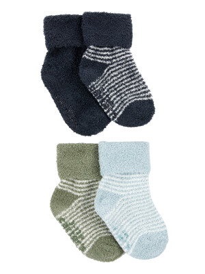 Set 4 perechi sosete flausate albastru verde