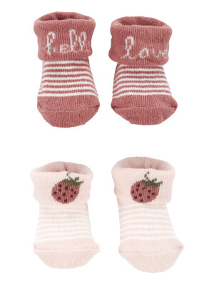 Set 2 perechi sosete roz hello love