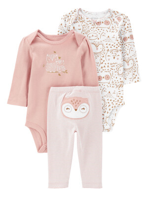 Set 3 piese pantaloni si 2 body-uri bufnita
