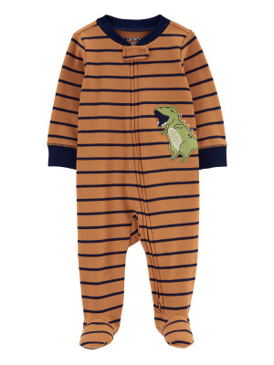 Pijama maro cu dungi si dinozauri