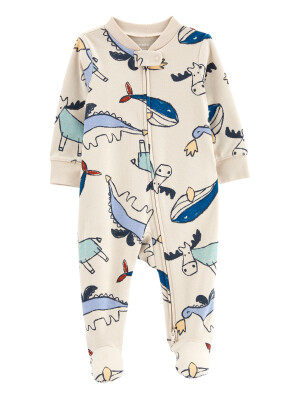 Pijama alb cu dinozauri
