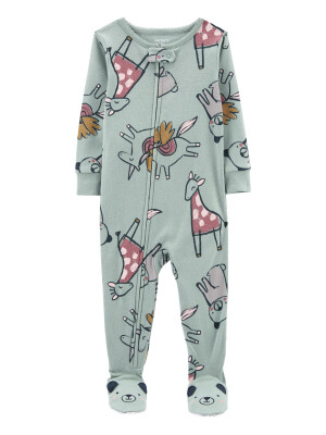 Pijama verde unicorni cu picioruse