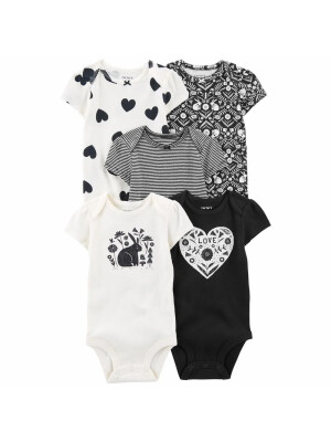 Set 5 piese body alb cu negru