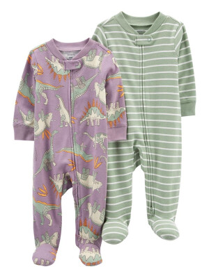 Set 2 piese pijama verde mov