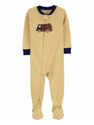 Pijama cu dungi si camion cu picioruse